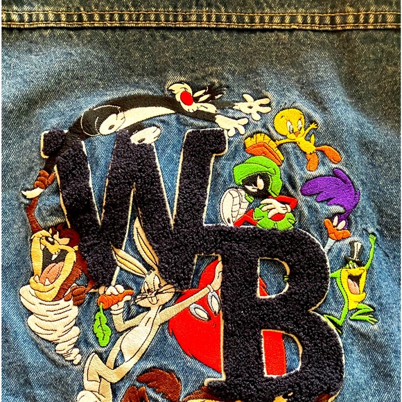 VTG 90s Warner Bros Looney Tunes Denim Jeans Jacket Men’s size Large - Picture 2 of 6